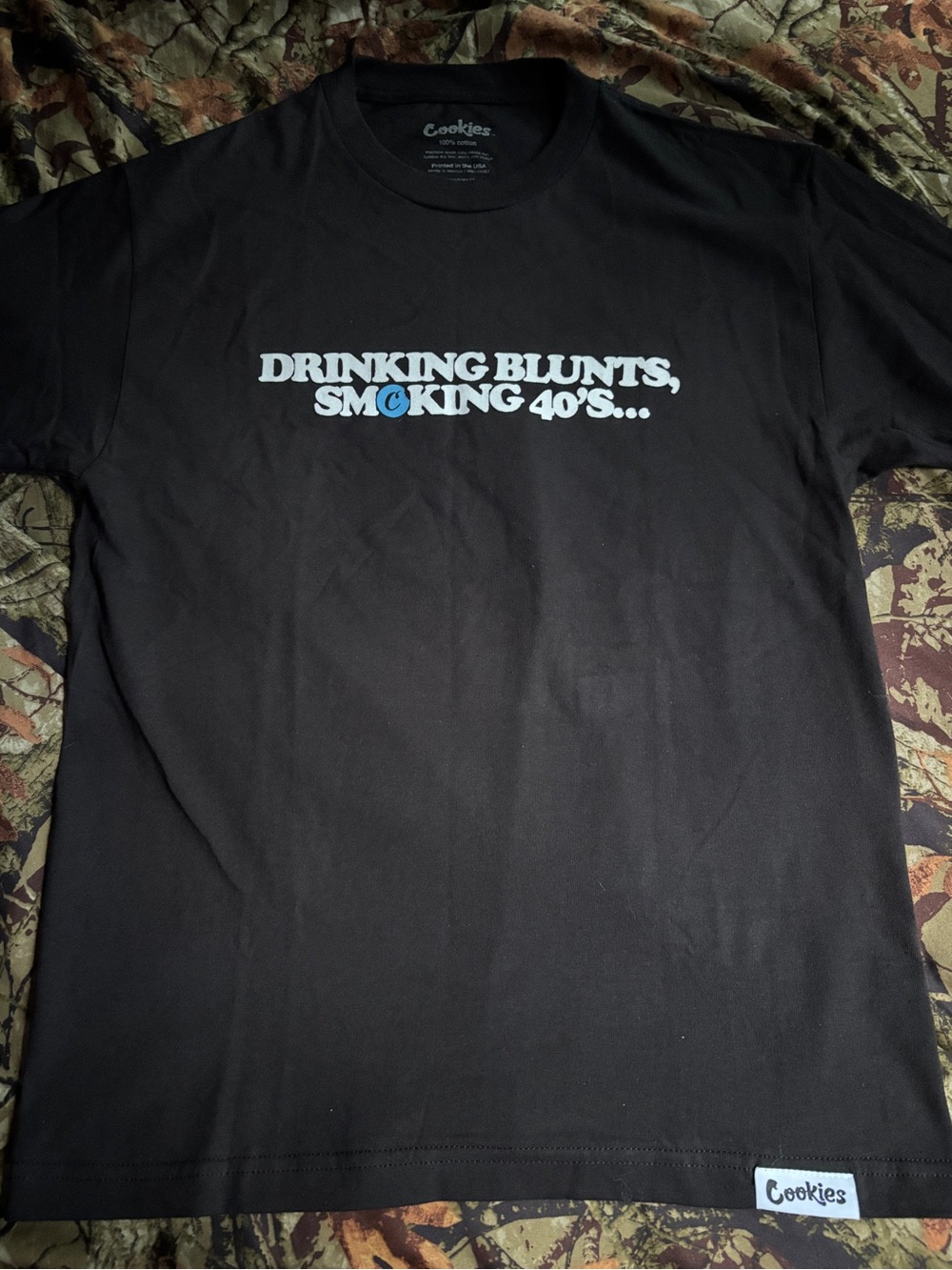 Cookies Black Graphic Tee - Drinking Blunts, Smoking 40's